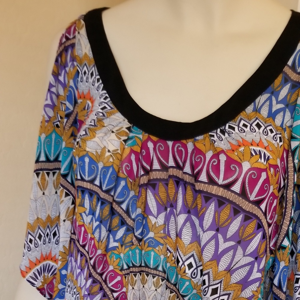 Nicole Miller Multi Color Tunic Top